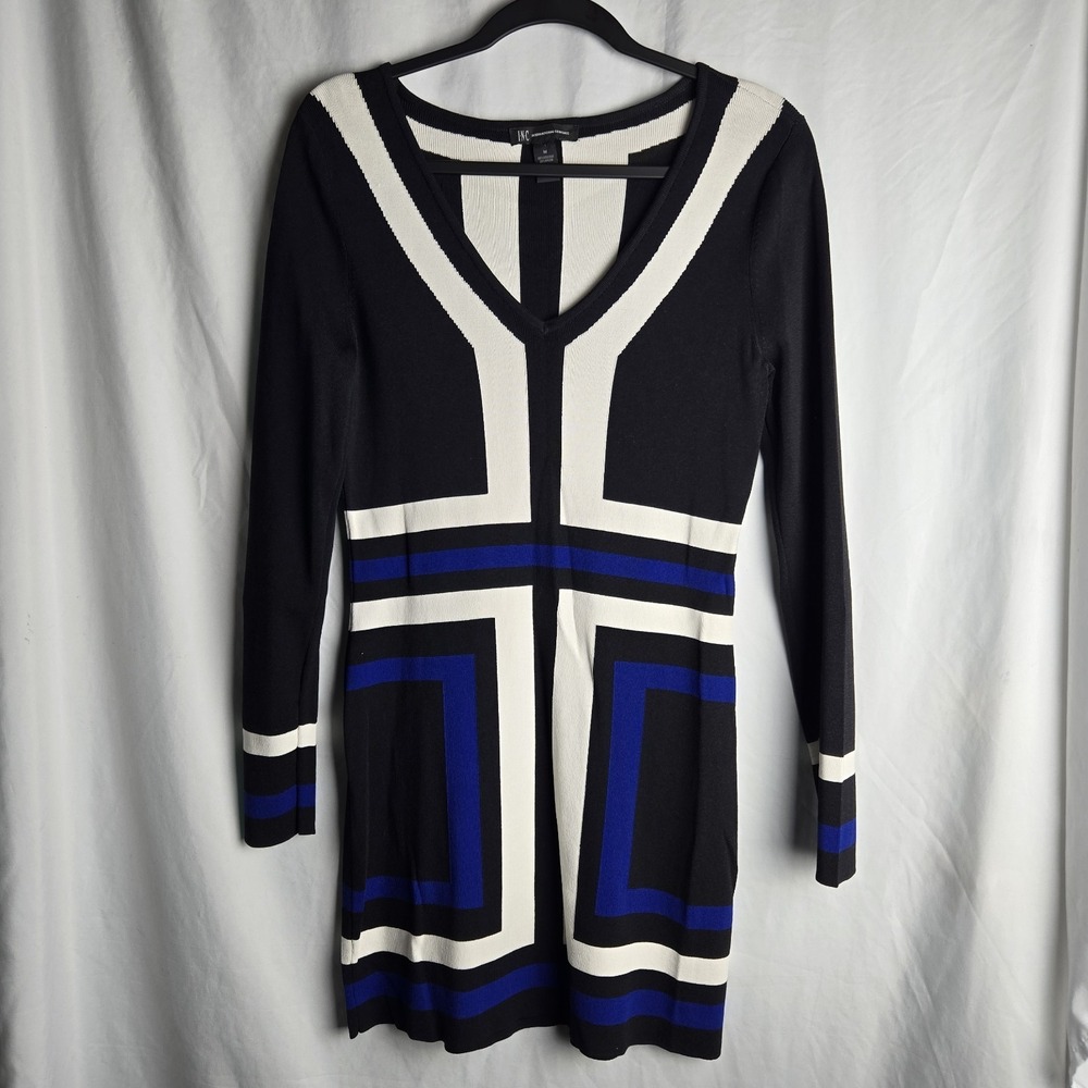 INC International Concepts Bodycon Geo Print Dress Womens Medium Mob Wife 90s